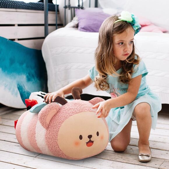 11 inch Pink Kawaii Plushies Cylindrical Body Cute Butterflie Stuffed Animal - Picture 2 of 6